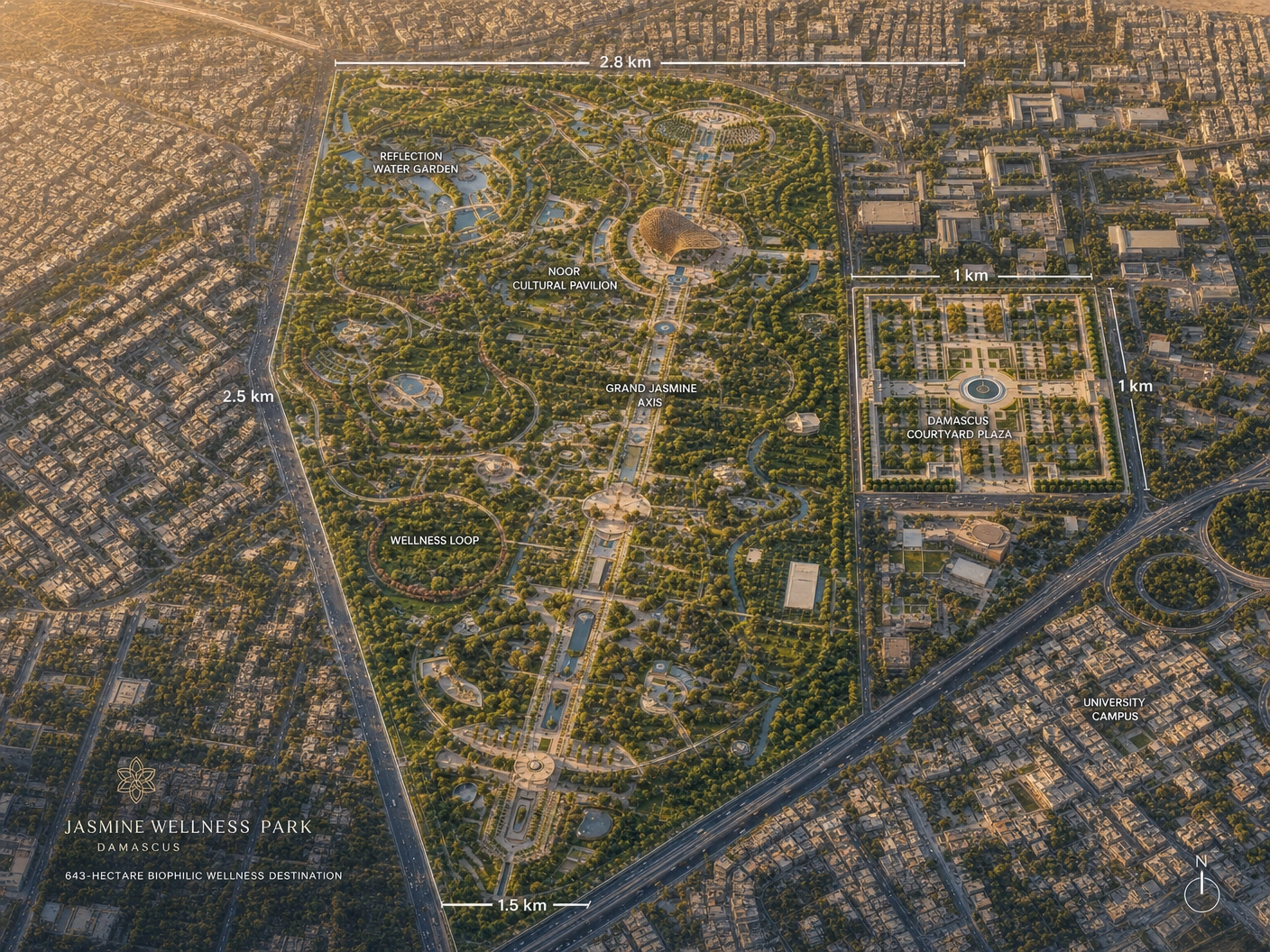 Master plan of Al Adawi Park with numbered signature zones