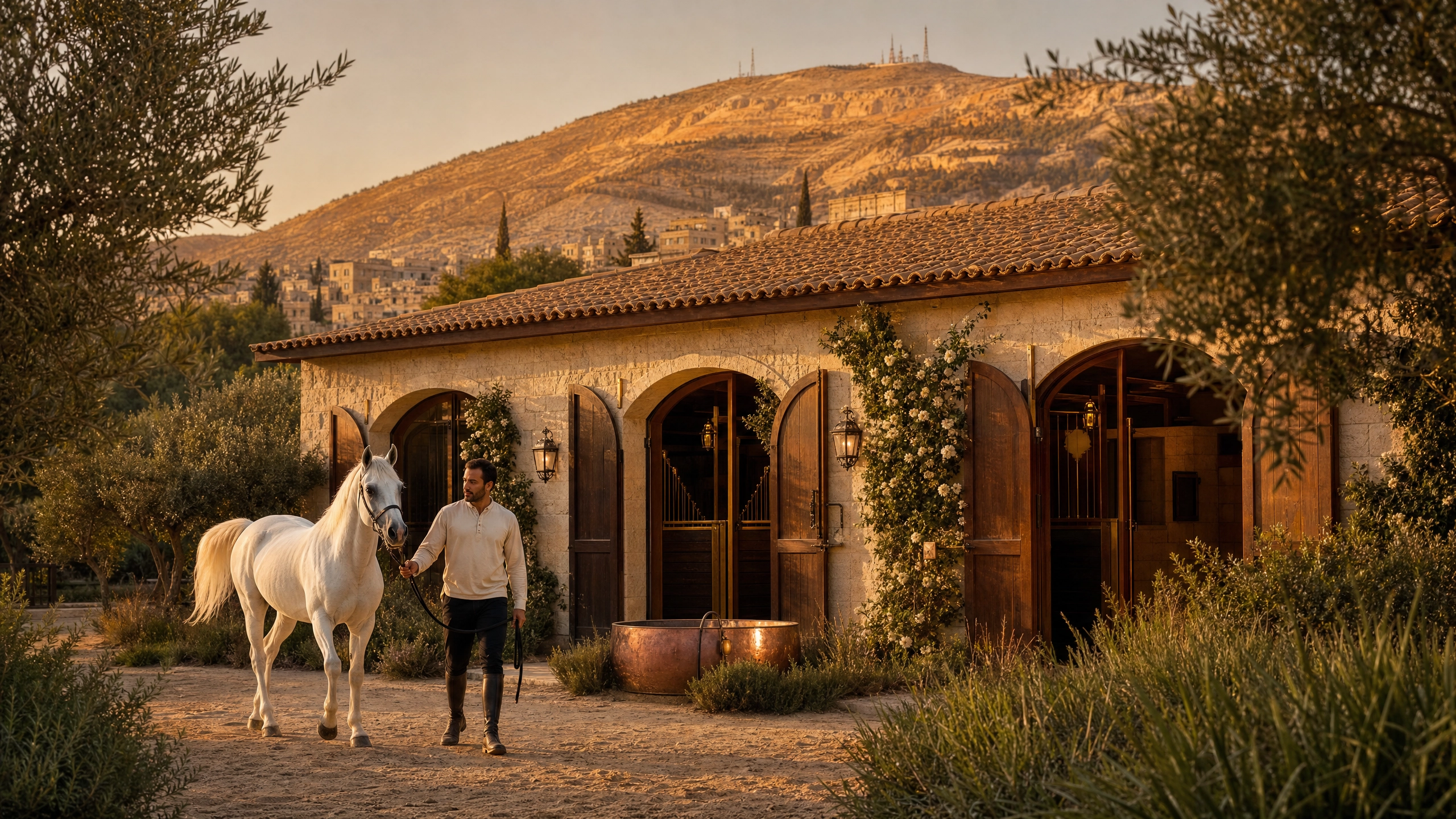 Stables at golden hour