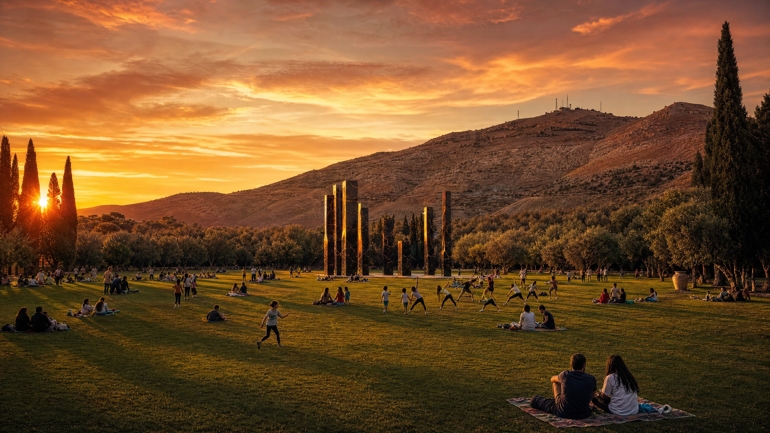 Central Lawn at sunset