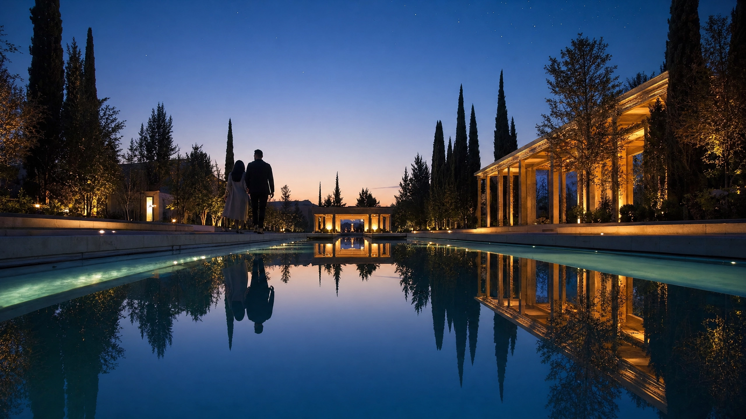 Reflection pool at twilight
